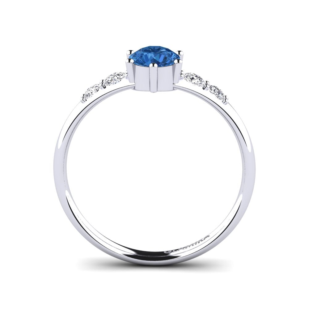 Circonita Azul Oscuro Anillo de compromiso Lugh