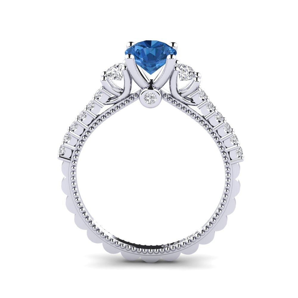 Circonita Azul Oscuro Anillo de compromiso Mabilia