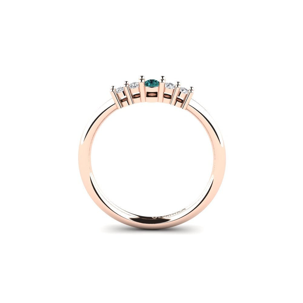 14k Oro Rosa Diamante Azul Anillo de compromiso Macolie