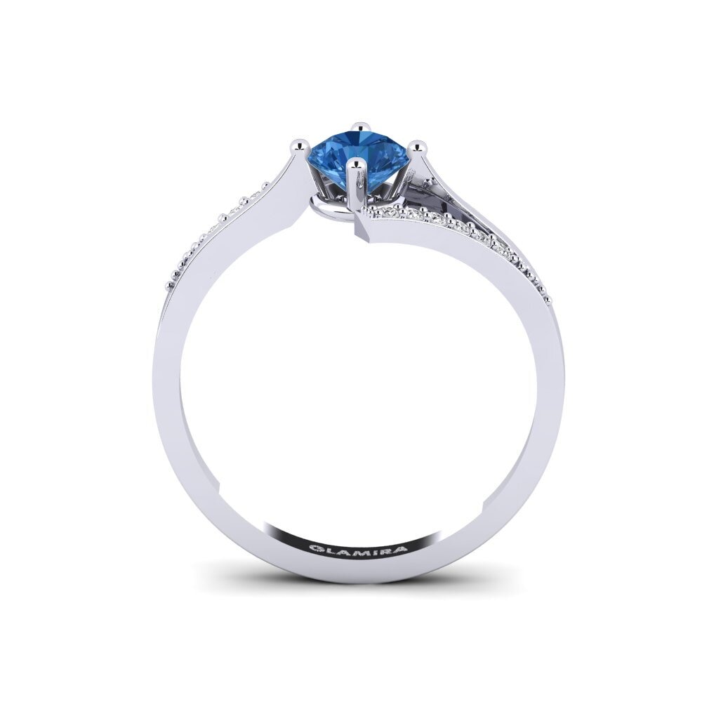Zircônia azul escuro Anel de Noivado Makares