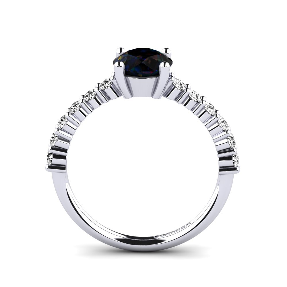 Black Opal Engagement Ring Manilla