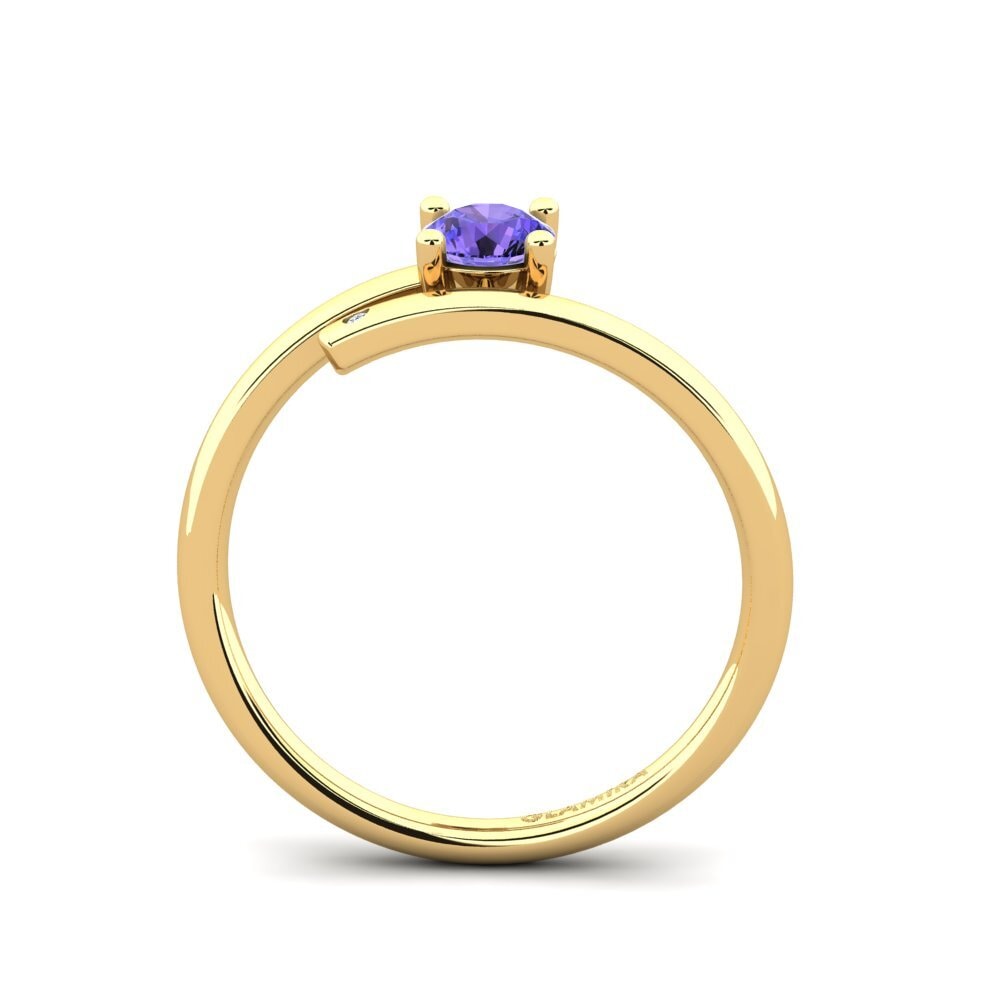 18k Oro Amarillo Tanzanita Anillo de compromiso Merrita