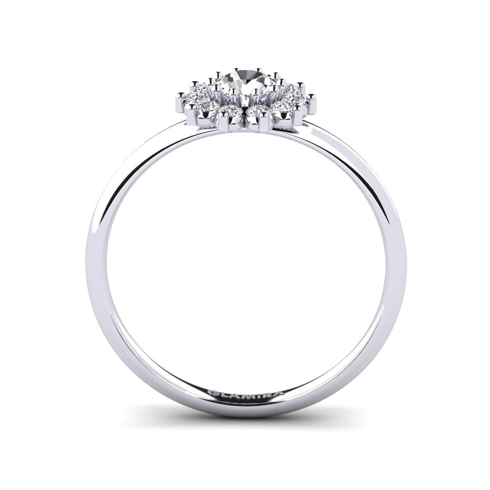 White Silver White Zircon Engagement Ring Mesic