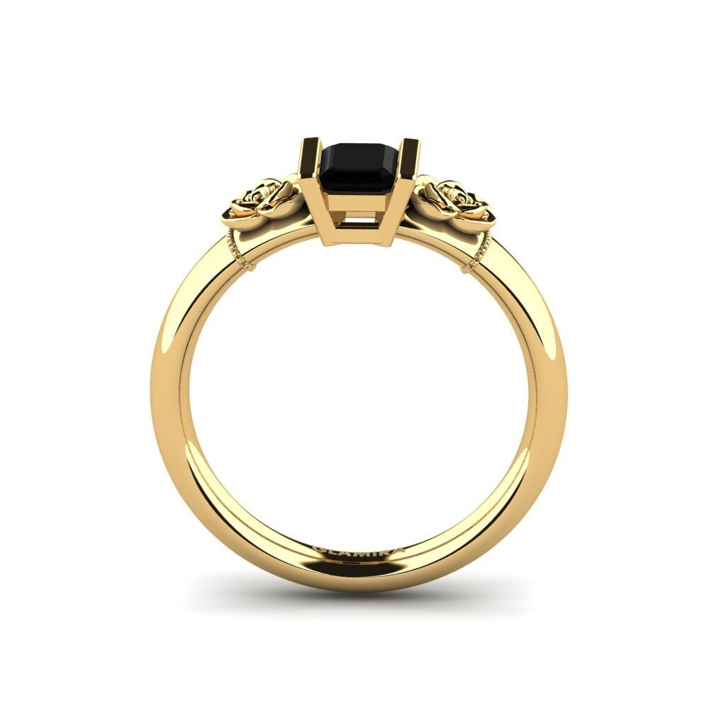 14ct Yellow Gold Black Onyx Women's Ring Misery