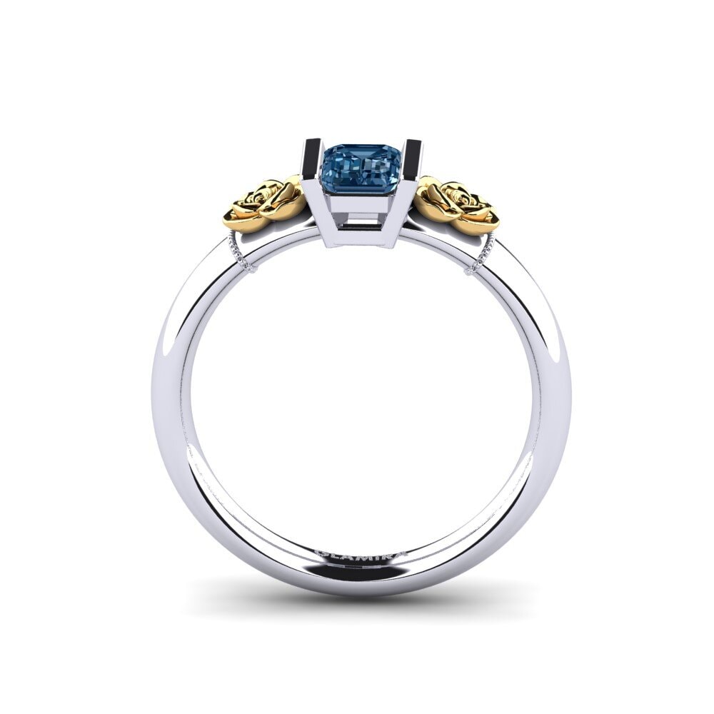 18ct White & Yellow Gold Blue Diamond Women's Ring Misery
