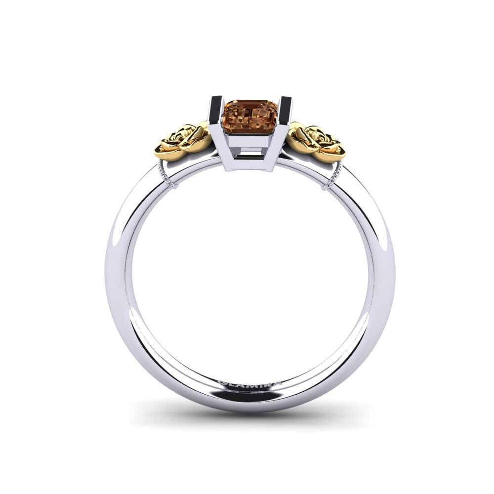 18ct White & Yellow Gold Brown Diamond Women's Ring Misery