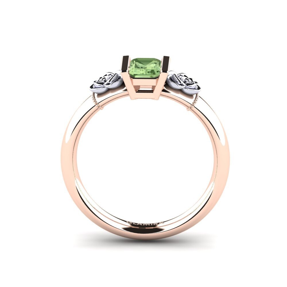 18ct Rose & White Gold Green Sapphire Women's Ring Misery