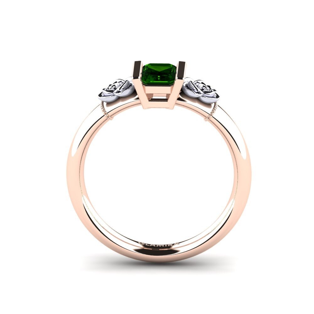 18ct Rose & White Gold Green Tourmaline Women's Ring Misery