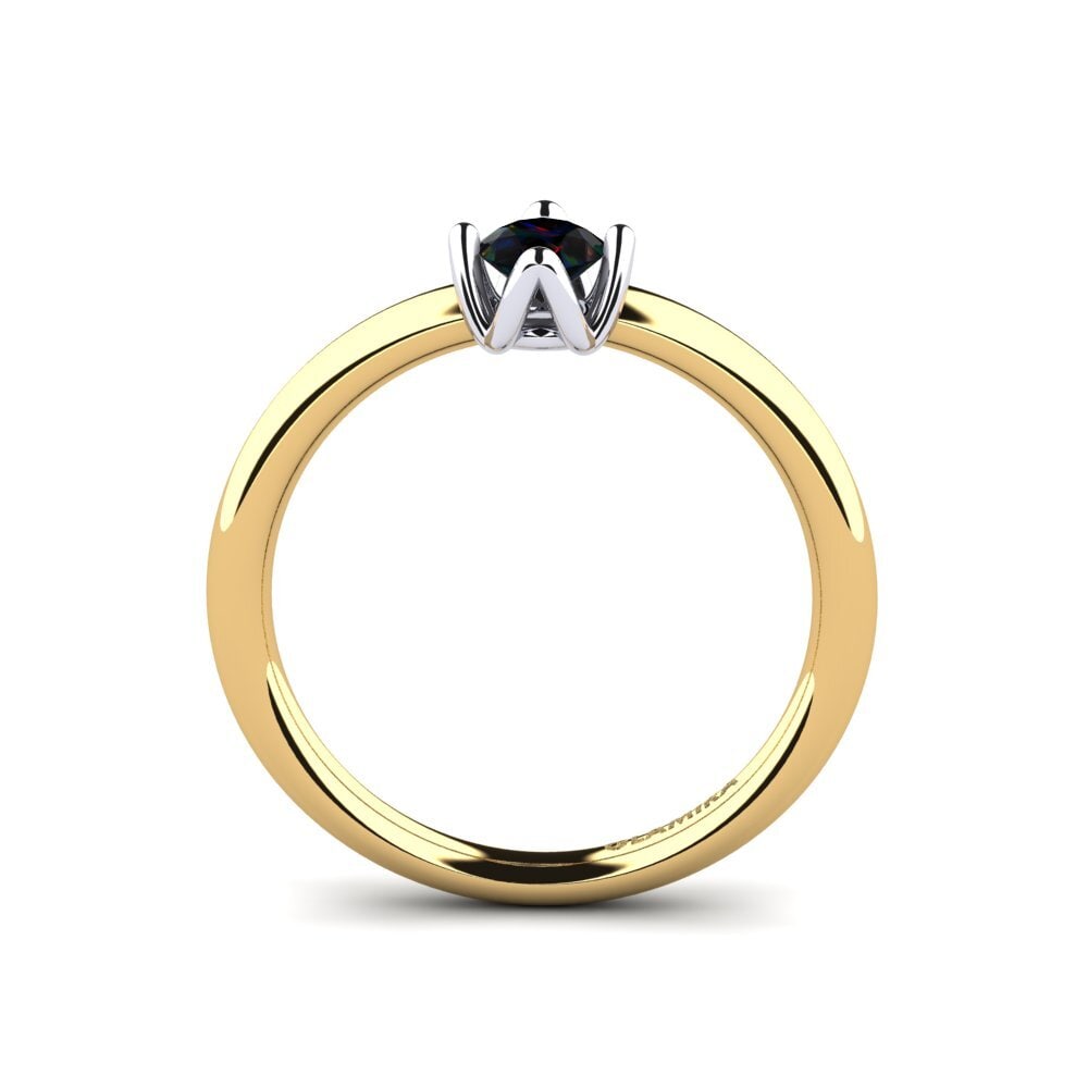 18ct Yellow & White Gold Black Opal Women's Ring Loredana