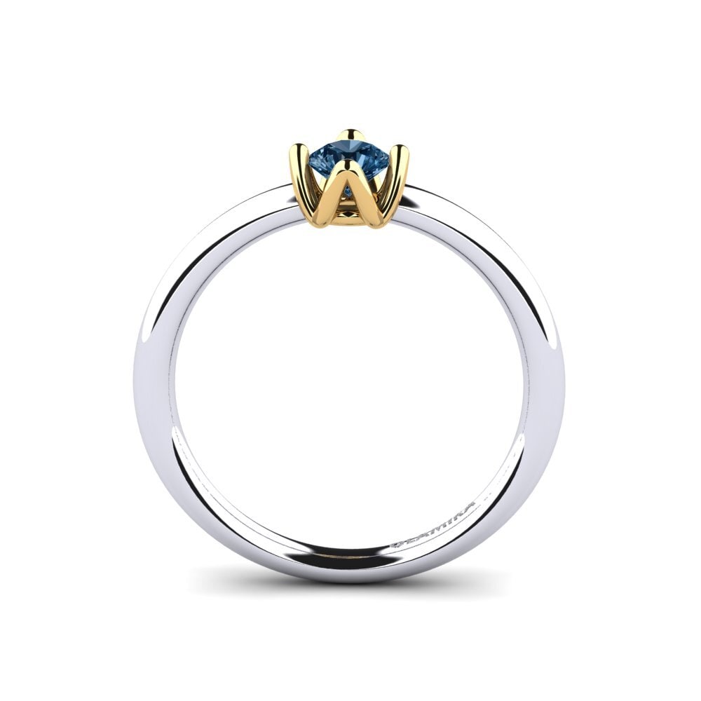 18ct White & Yellow Gold Blue Diamond Women's Ring Loredana