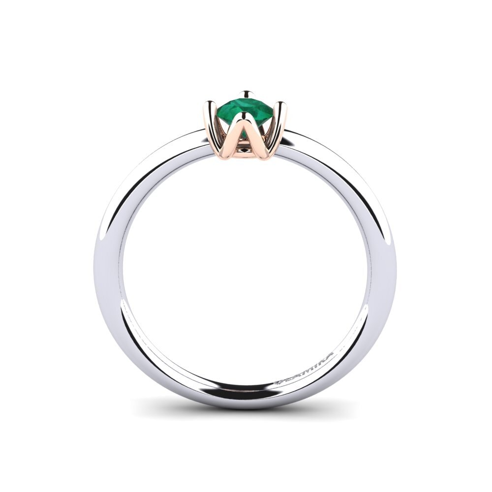 14ct White & Rose Gold Emerald Women's Ring Loredana