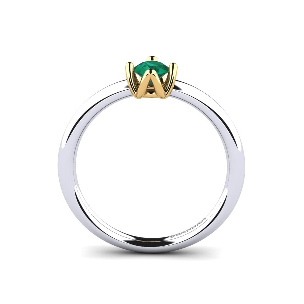 14ct White & Yellow Gold Emerald Women's Ring Loredana