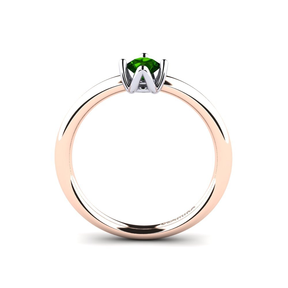 18ct Rose & White Gold Green Tourmaline Women's Ring Loredana