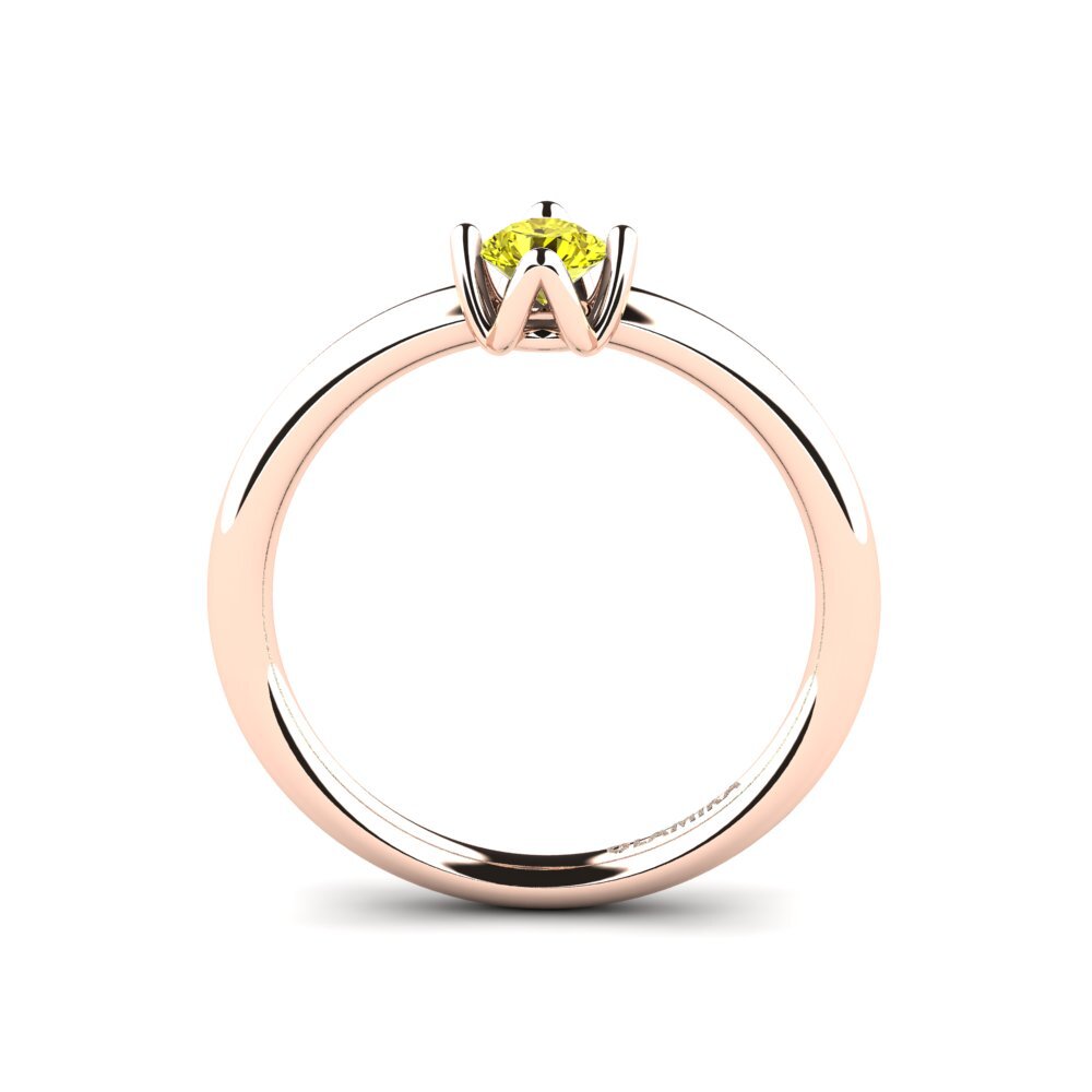 14ct Rose Gold Yellow Diamond Women's Ring Loredana