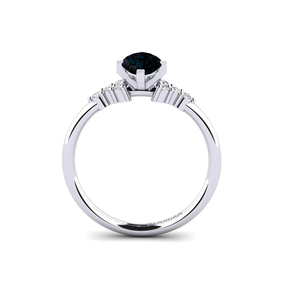 14k White Gold Black Opal Engagement Ring Odelyn