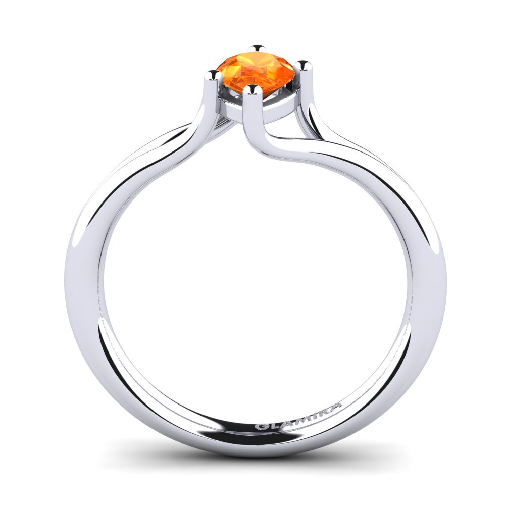 White Silver Orange Sapphire Engagement Ring Rosalind
