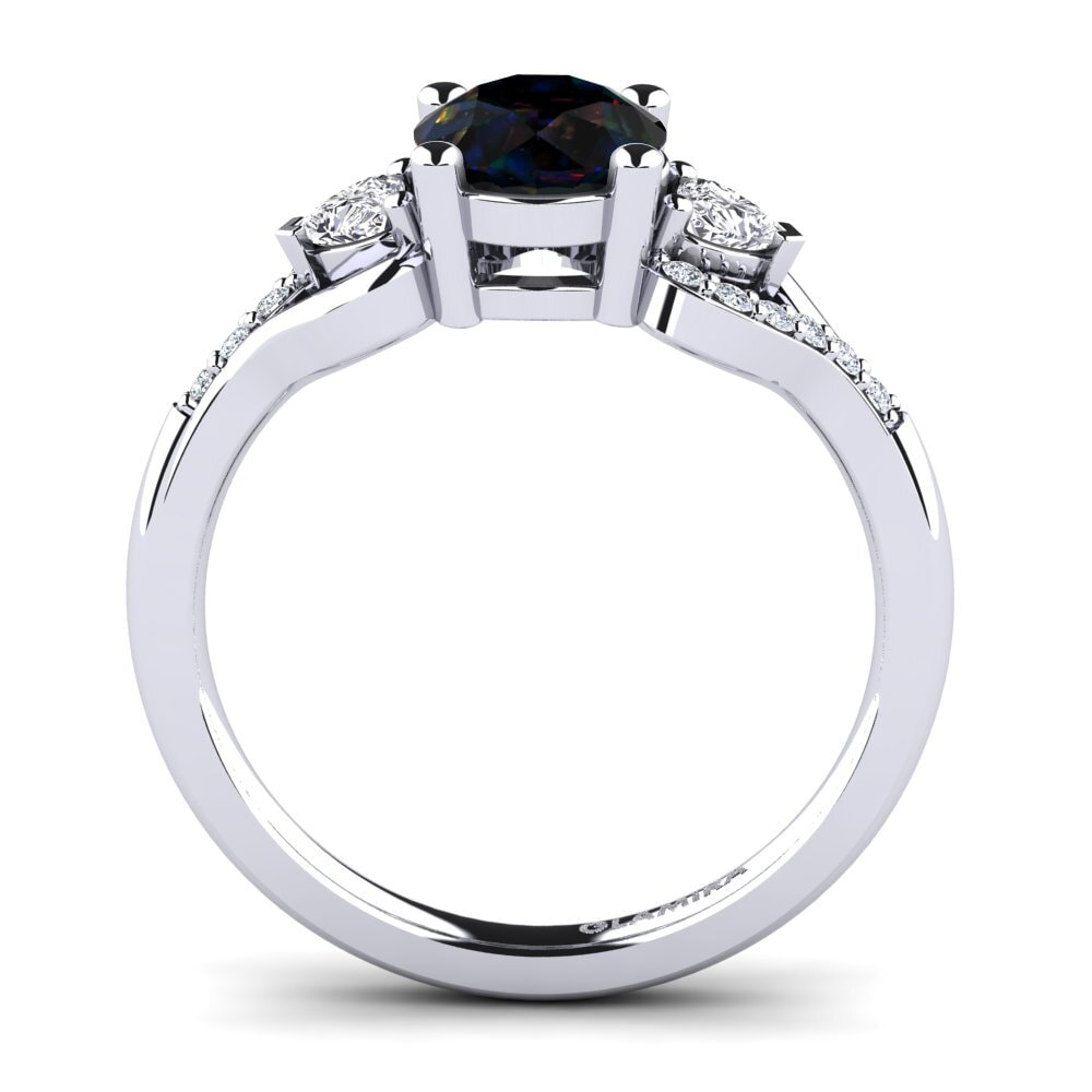 14k White Gold Black Opal Engagement Ring Roselina 1.0 crt