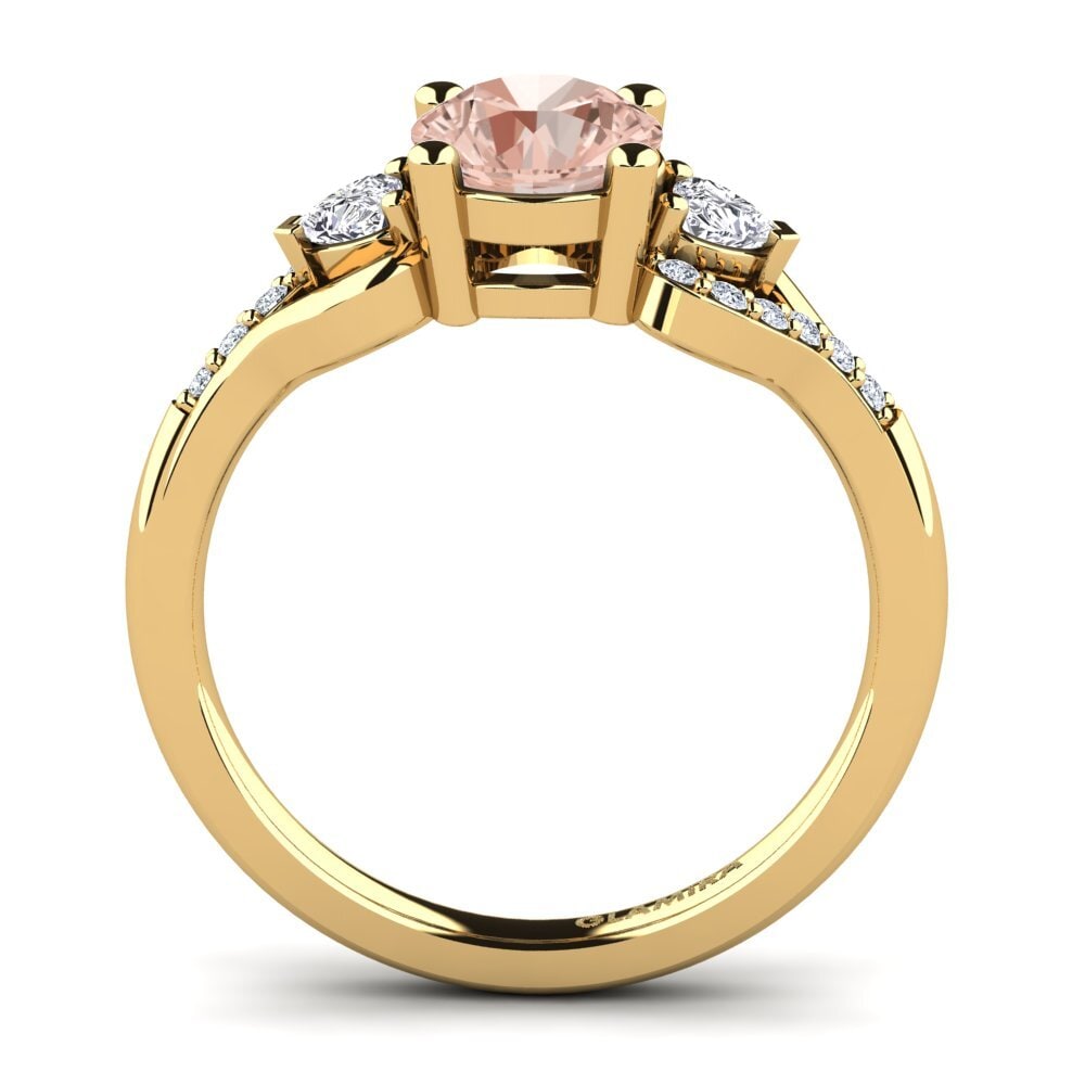 14ct Yellow Gold Morganite Engagement Ring Roselina 1.0 crt