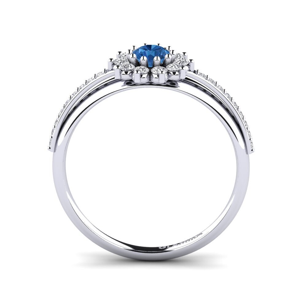 Zircônia azul escuro Anel de Noivado Rutorte