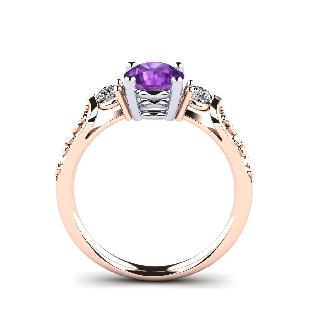 14ct Rose / White Gold Amethyst Engagement Ring Saundria