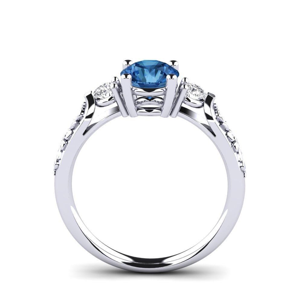 Circonita Azul Oscuro Anillo de compromiso Saundria