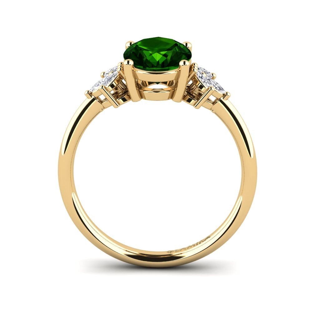14ct Yellow Gold Green Tourmaline Engagement Ring Snegyl