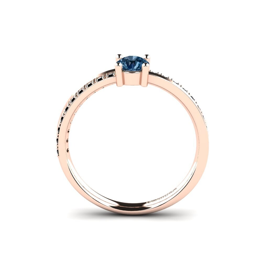 14k Oro Rosa Diamante Azul Anillo de compromiso Starila