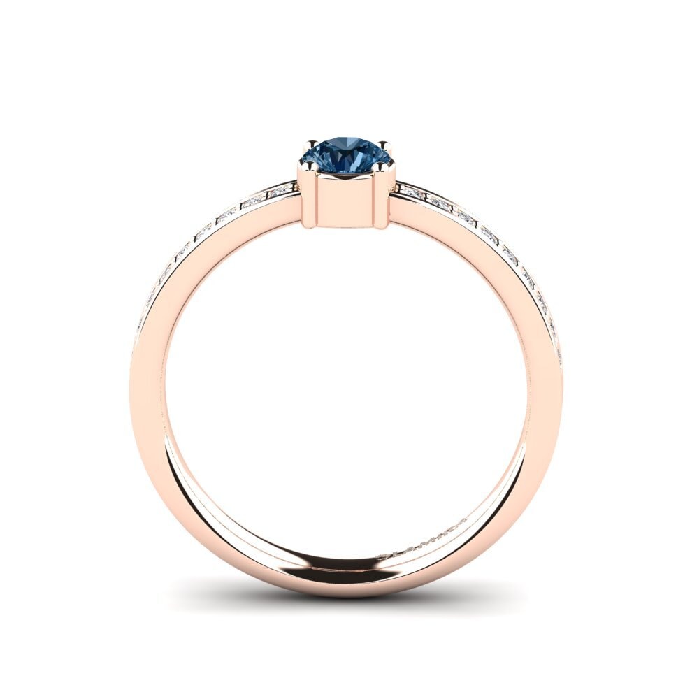 14k Oro Rosa Diamante Azul Anillo de compromiso Tasco