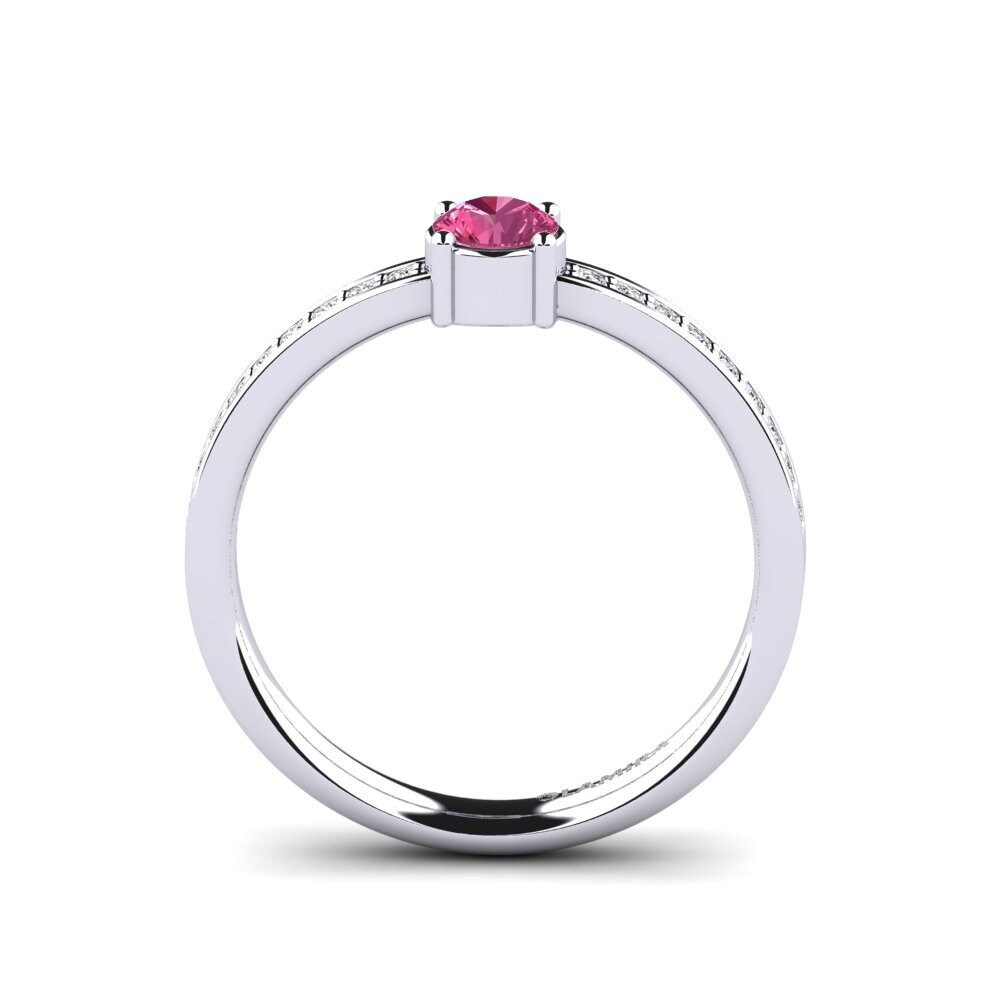 White Silver Pink Tourmaline Engagement Ring Tasco