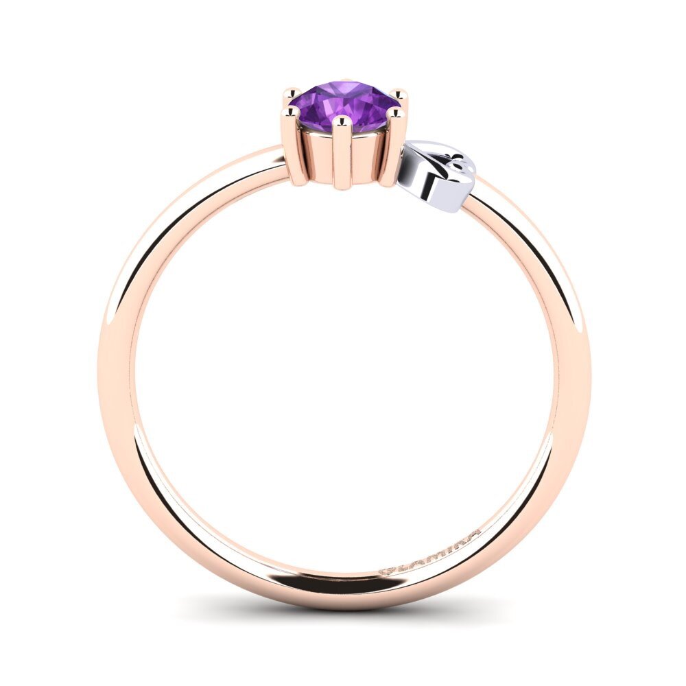14ct Rose / White Gold Amethyst Women's Ring Tasenka