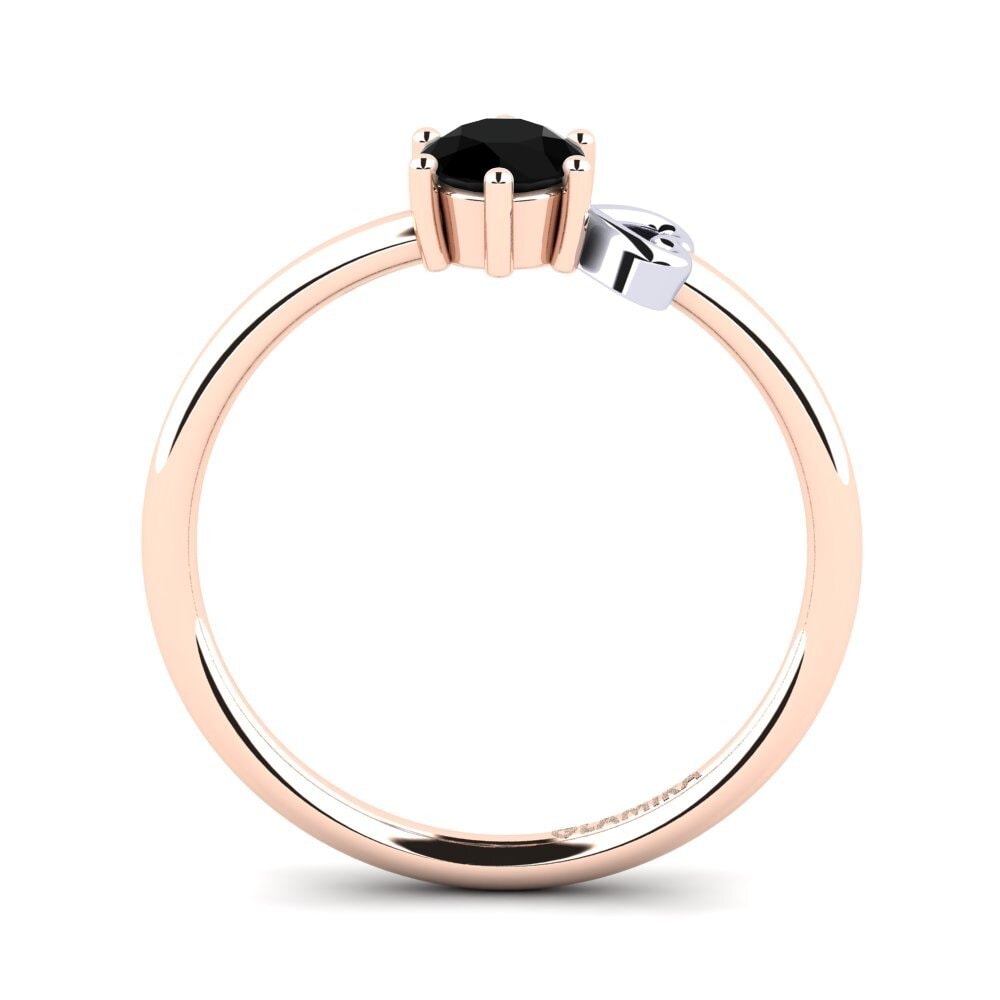 14ct Rose & White Gold Black Onyx Women's Ring Tasenka