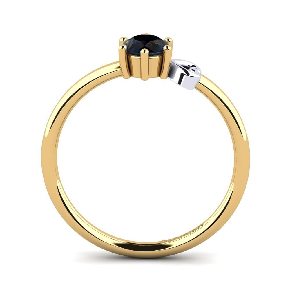 18ct Yellow & White Gold Black Opal Women's Ring Tasenka
