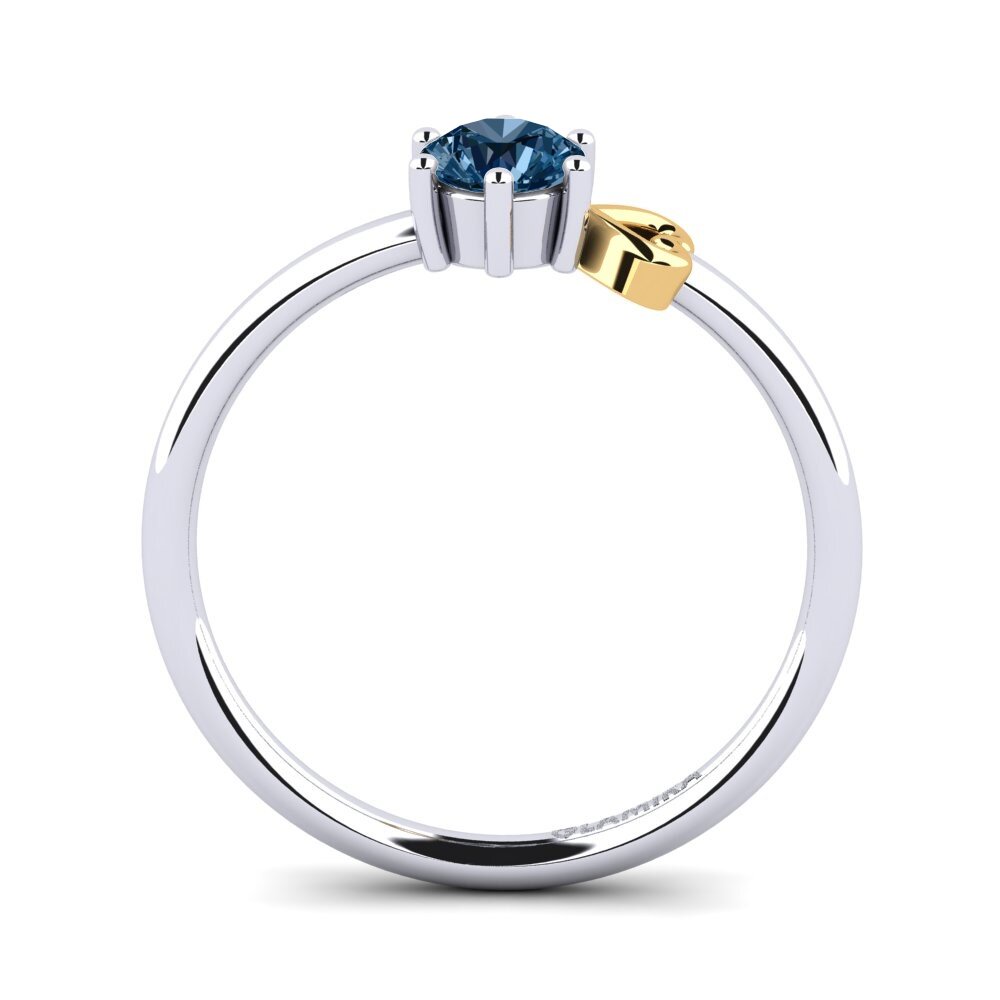 18ct White & Yellow Gold Blue Diamond Women's Ring Tasenka