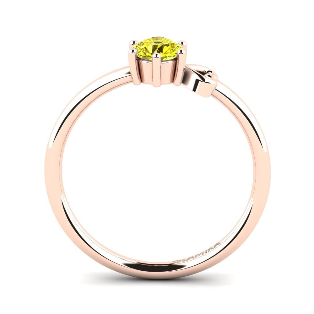 14ct Rose Gold Yellow Diamond Women's Ring Tasenka