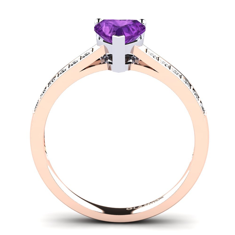 14ct Rose / White Gold Amethyst Engagement Ring Tina