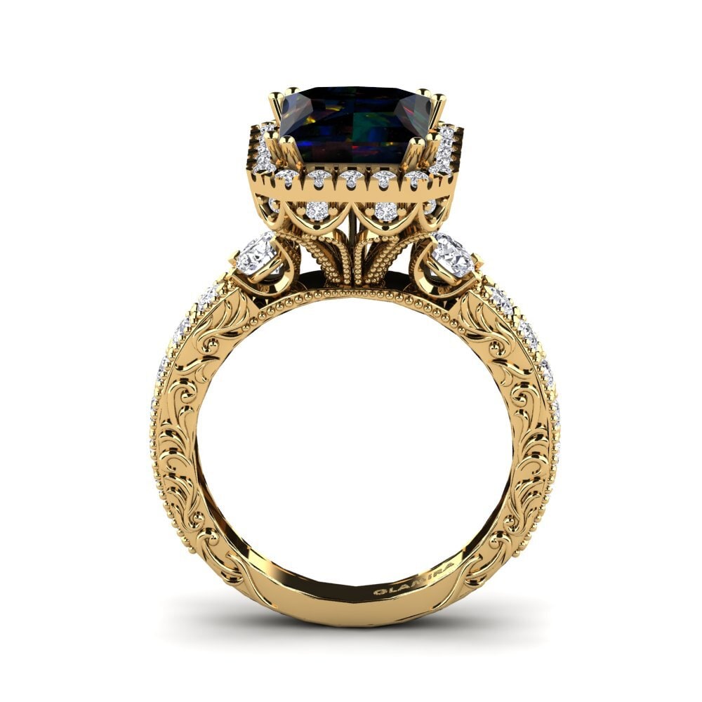 Black Opal Engagement Ring Mariko