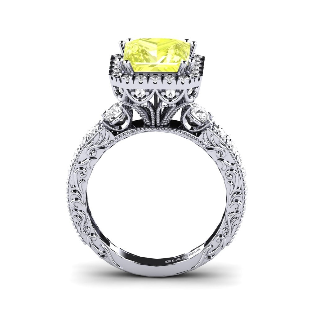 White Silver Engagement Ring Mariko