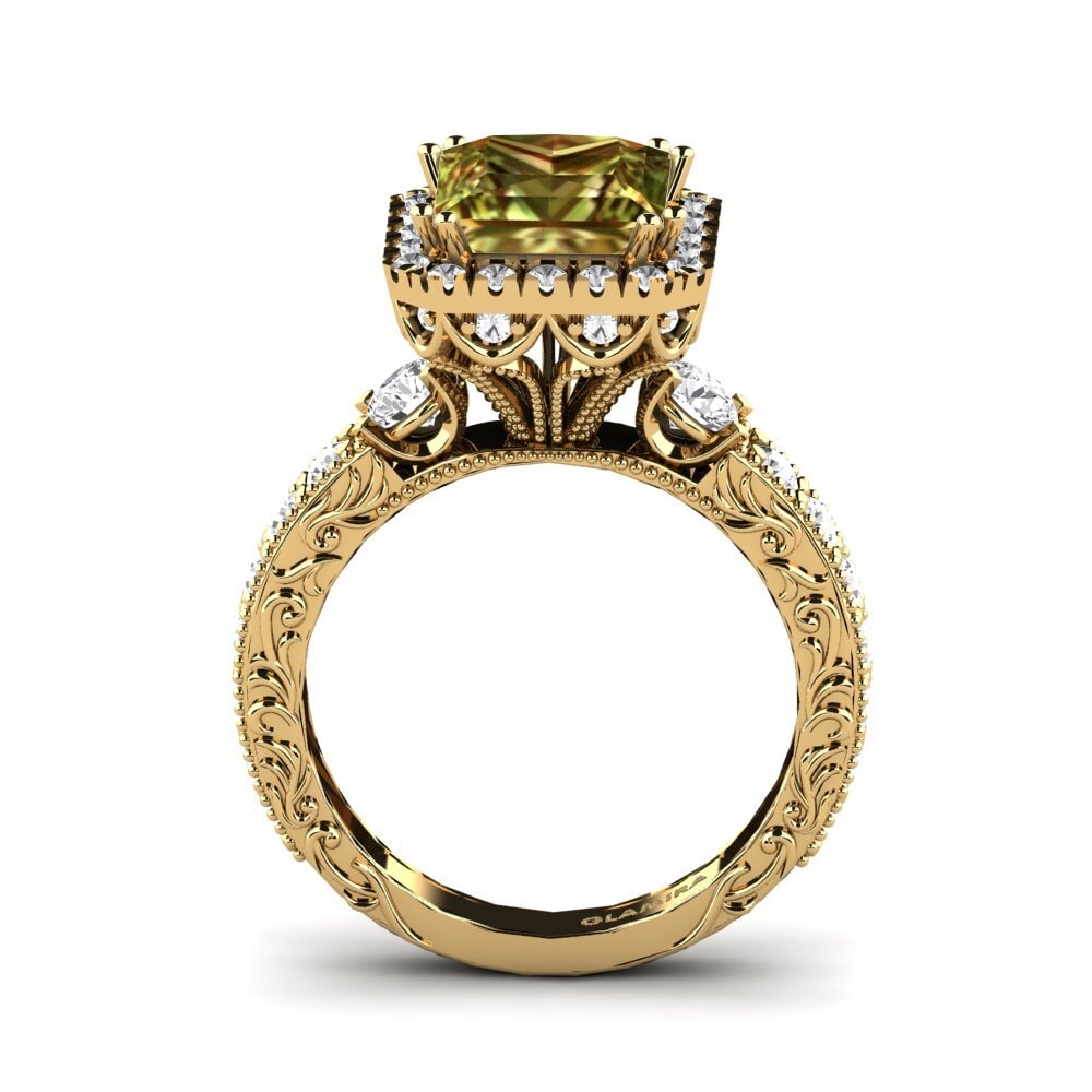 14k Oro Amarillo Anillo de compromiso Mariko