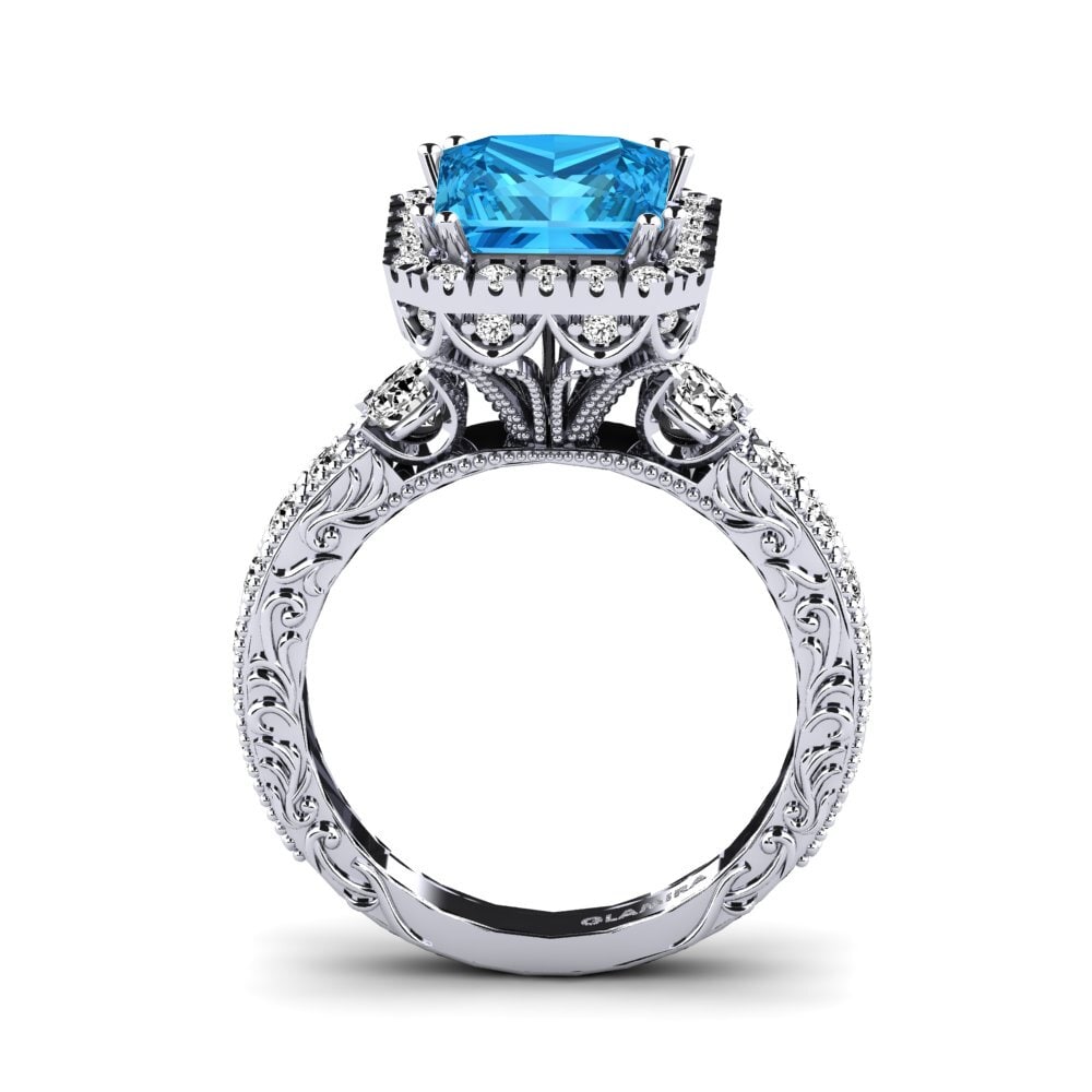 Topacio azul Anillo de compromiso Mariko