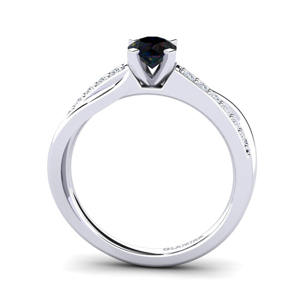 Black Opal Engagement Ring Viviette
