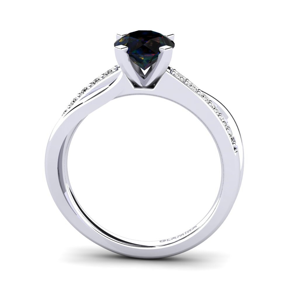 Black Opal Engagement Ring Viviette 1.0 crt