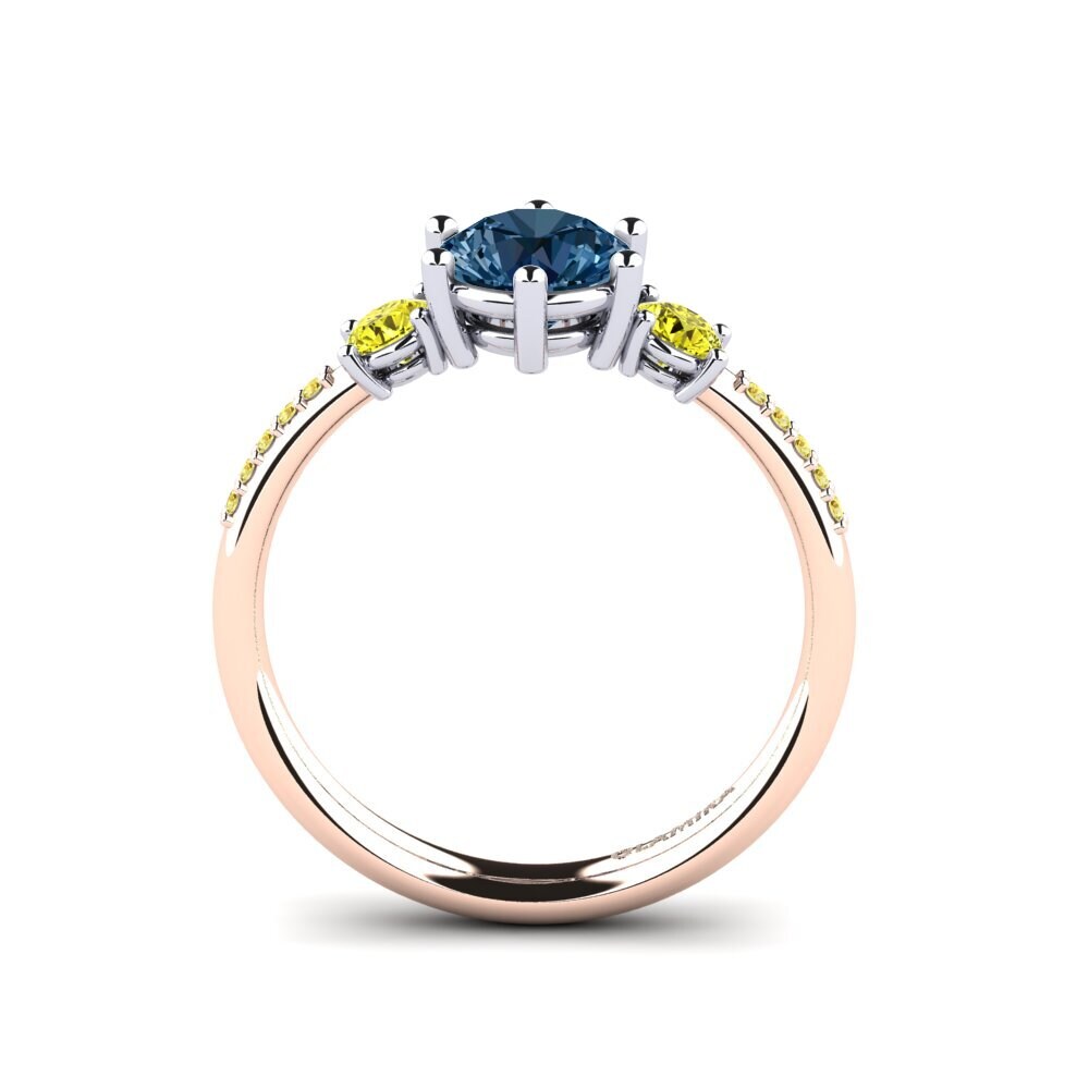 14ct Rose / White Gold Blue Diamond Engagement Ring Zanyria