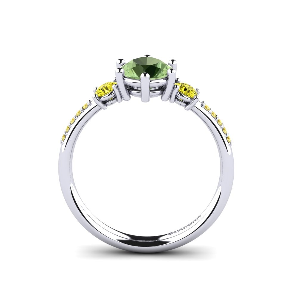 White Silver Green Sapphire Engagement Ring Zanyria
