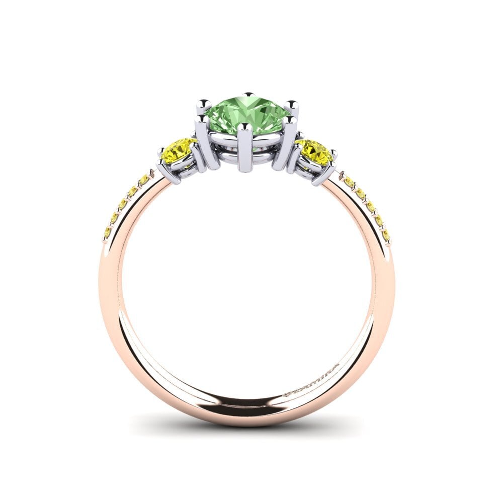 14ct Rose / White Gold Green Diamond Engagement Ring Zanyria