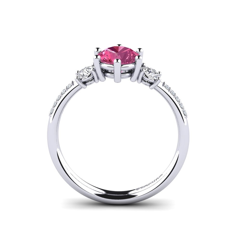 White Silver Pink Tourmaline Engagement Ring Zanyria