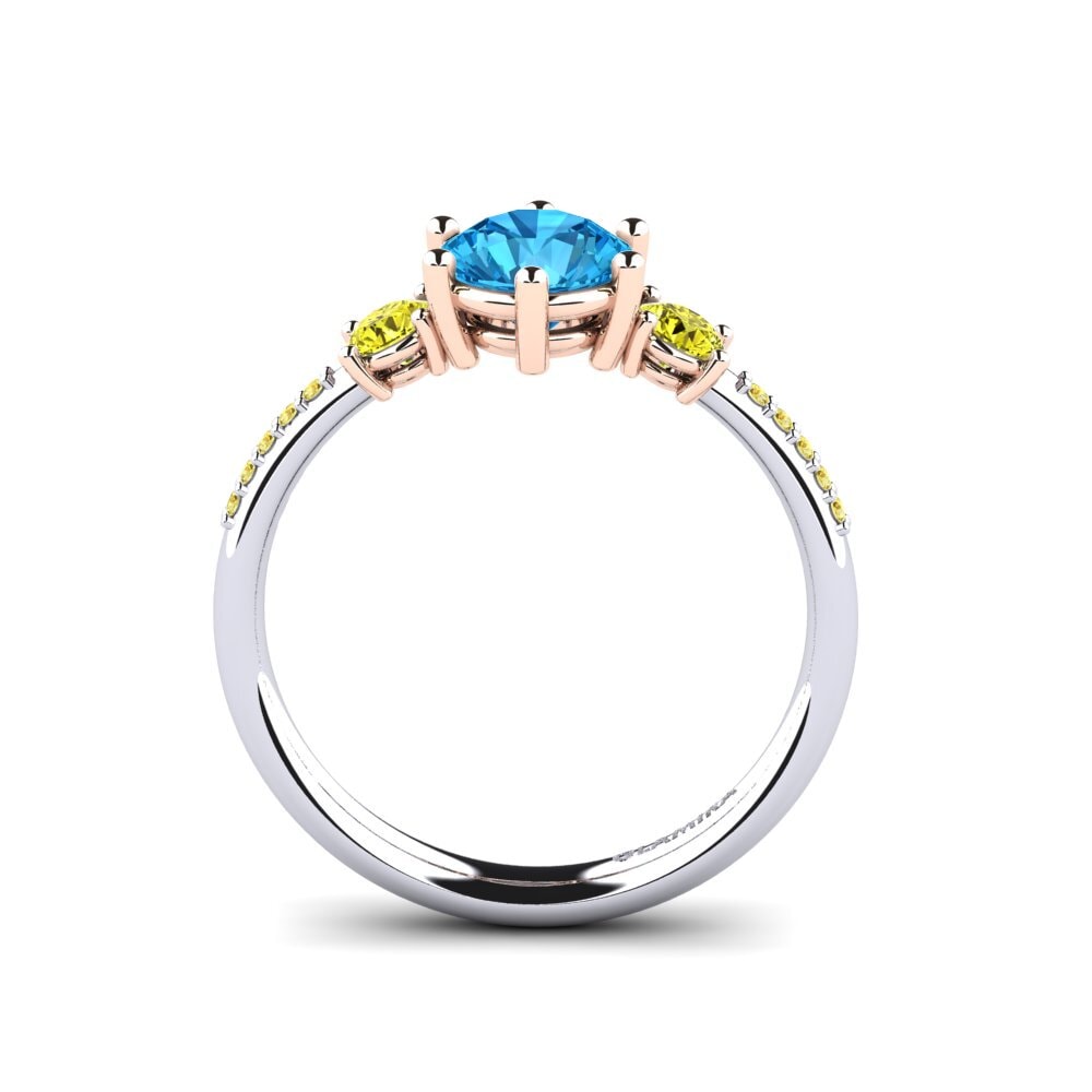 14ct White / Rose Gold Blue Topaz Engagement Ring Zanyria