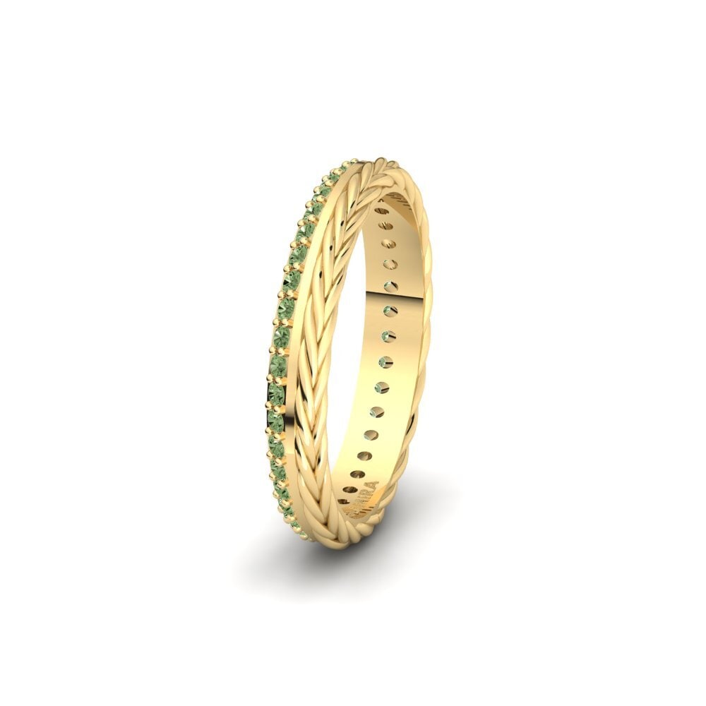 9ct Yellow Gold Green Diamond Women's Wedding Ring Folkston