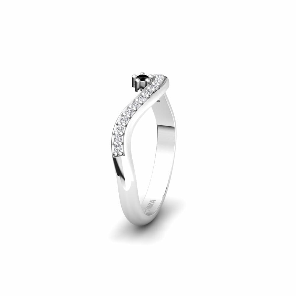 Or Blanc 14k Saphir noir Alliance pour femme Inheritance