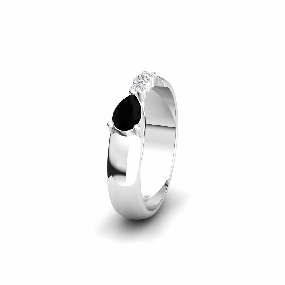 Or Blanc 14k Saphir noir Alliance pour femme Landschap