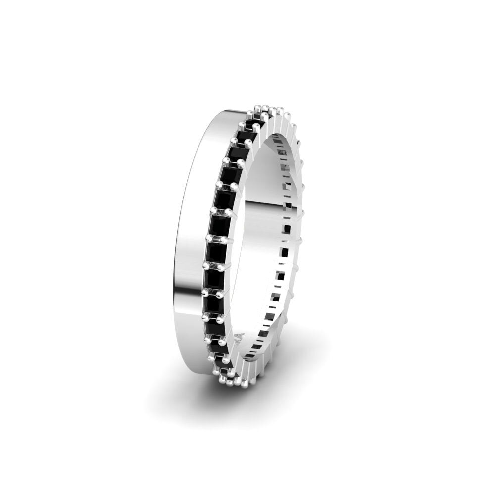 Or Blanc 14k Saphir noir Alliance pour femme Medway